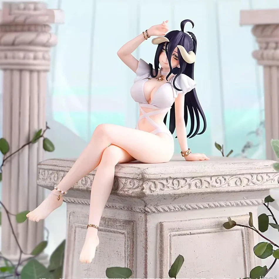 Anime figure Albedo Sitting action figure Albedo swim costume figurine Doll PVC Model Toy Adult Collection Statue Gift