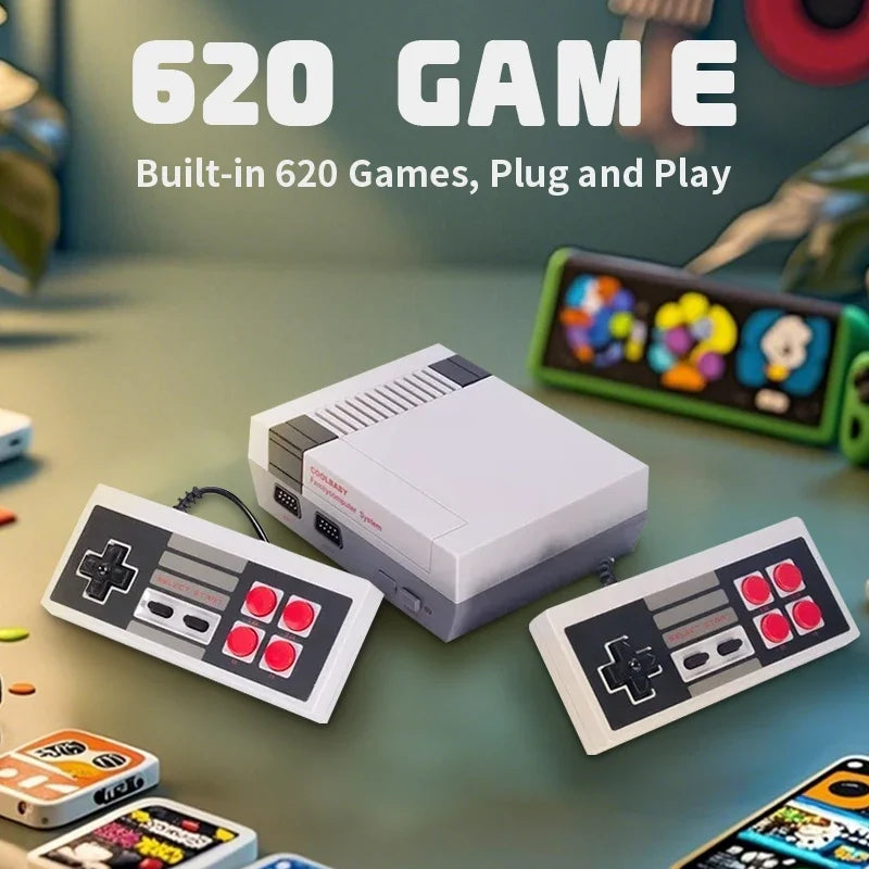 Handheld Family Recreation Video Console AV Output Retro Built-in 620 Classic Games Dual Gamepad Gaming Player  Toys Holiday Gif