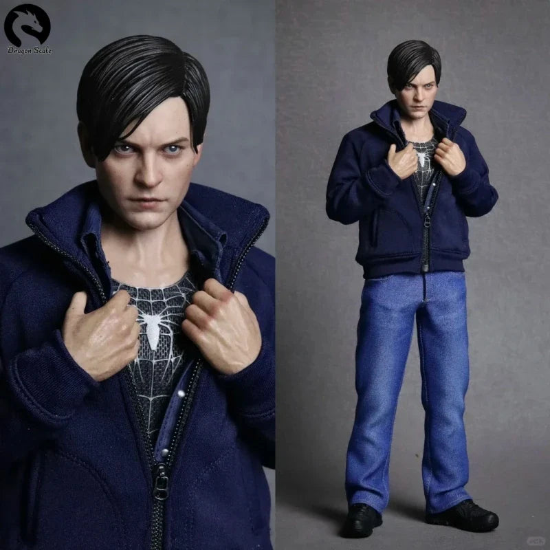 New In Stock Rise Work RW01 1/6 Scale Male Clothes Peter Parker Symbiont Black Spider Casual Suit For 12-inch Action Figure Toys