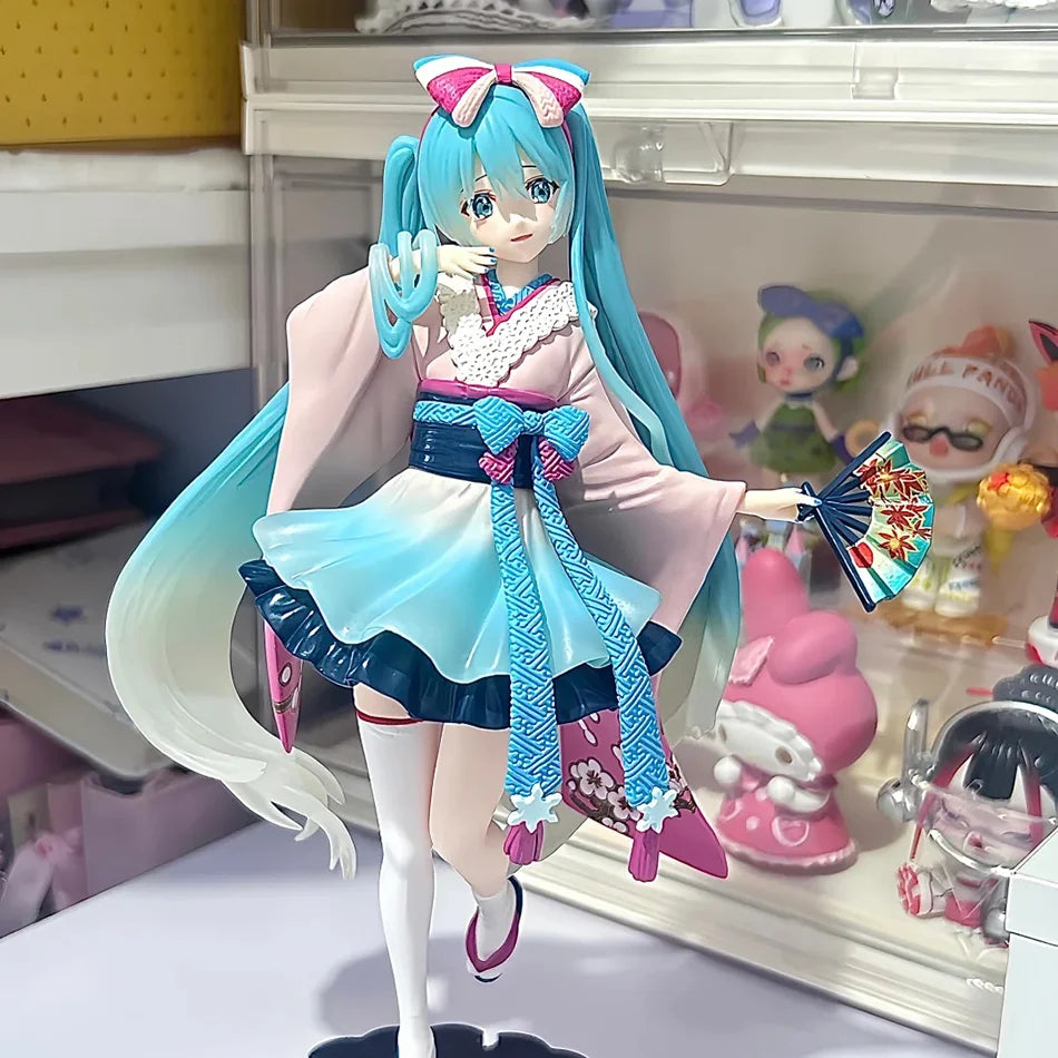 Hatsune Miku Desktop Cute Action Figure 25cm New Tokyo Series Kimono Anime Figurine Kawaii Girl Model Toy Gift