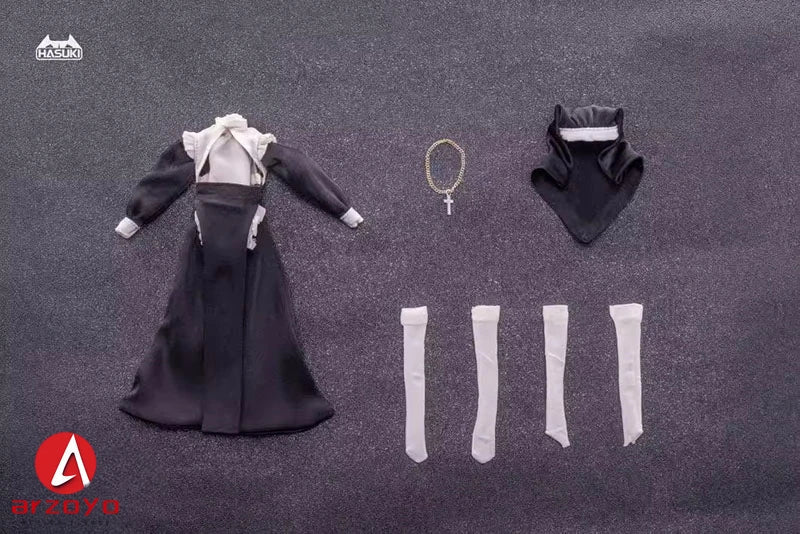HASUKI CS017 CS018 1/12 Nun Uniform Cosplay Costume Clothes Model Fit 6'' Female Soldier Action Figure Body Dolls