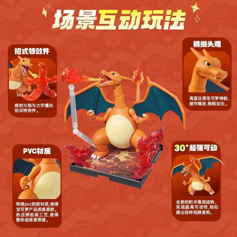 New Blokees Blockman Pokemon Genuine Toys Charizard Ceruledge Assemble Figure Model Decor Anime Figurine Collect Toys Gifts