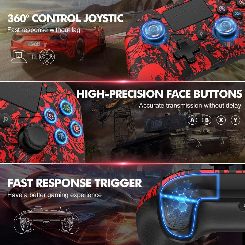 For PS5/PC/Steam Console Controller Wireless Gamepad W/ Turbo Dual Vibrate Gaming Joystick Game Remote Control Handle Rocker