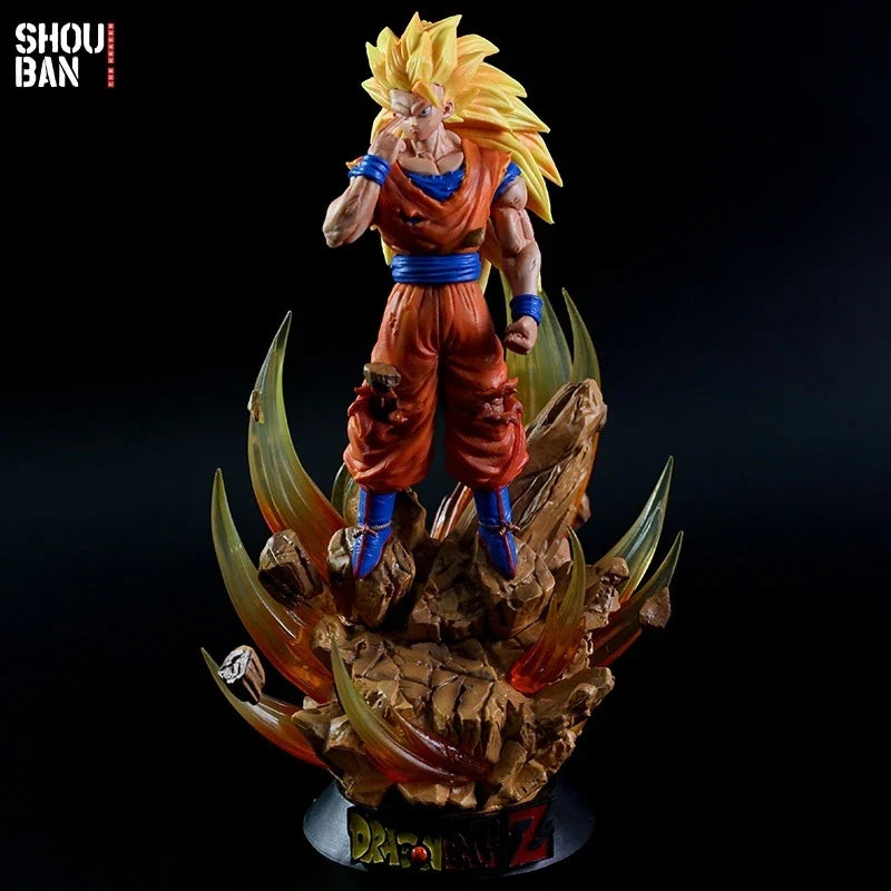 Goku Instant Transmission Super Saiyan Three Model Display Toy - Anime Figure Sculpture with Glowing Feature for Collectors