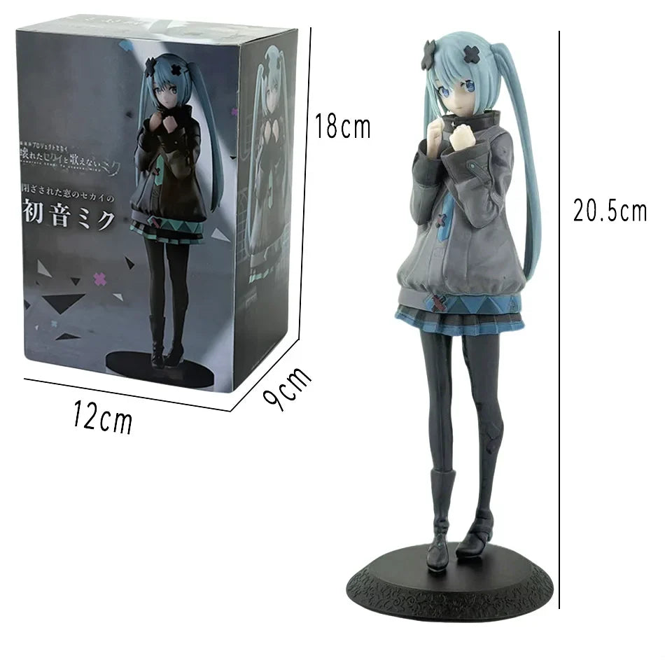 New 8inch Hatsune Miku In A World With Closed Windows Collectible Anime Action Kwaii Miku Figures Model Toys Christmas Gifts