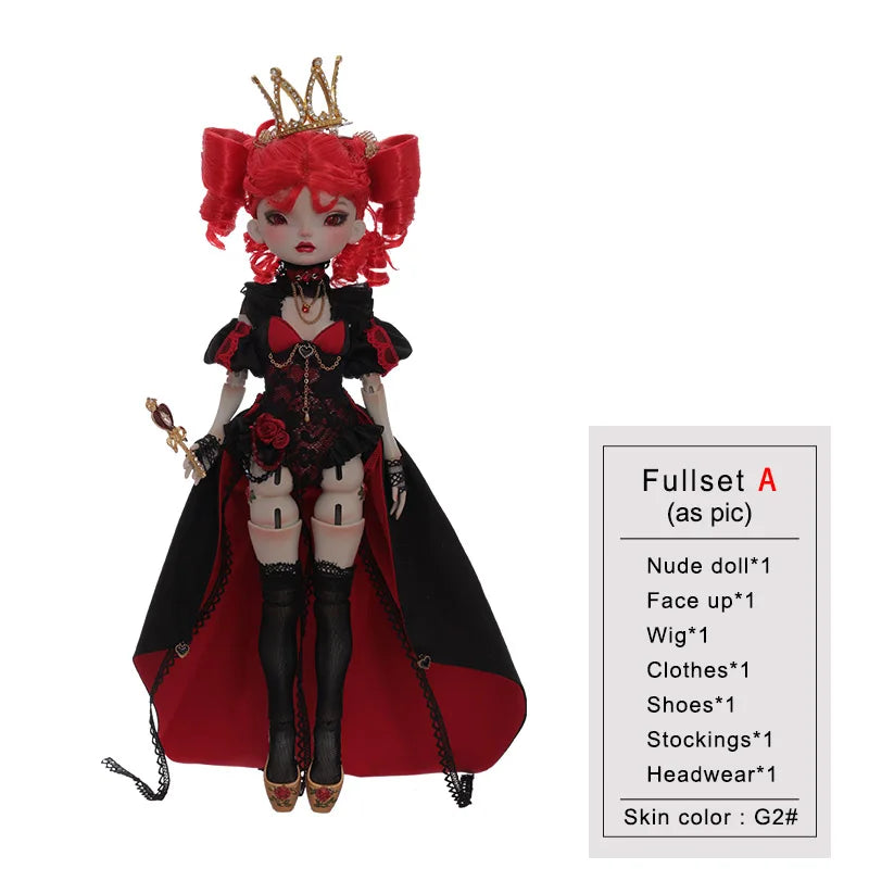 Heart BJD Doll 1/6 Red Queen Movable Joint Fullset Fashion Toys Heart-shaped Cane for Girls Gifts YOSD Doll