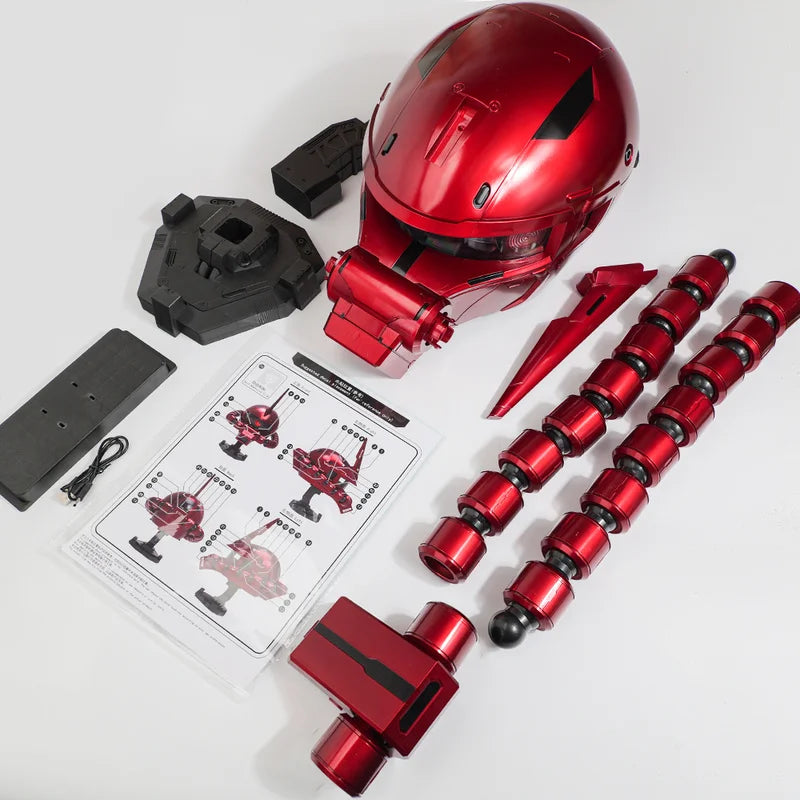2026 New Mobile Suit Zaku Head Red Comet Led Light-Up Model Toy Anime Figure Collectible Decoration Wearable Helmet Holiday Gift