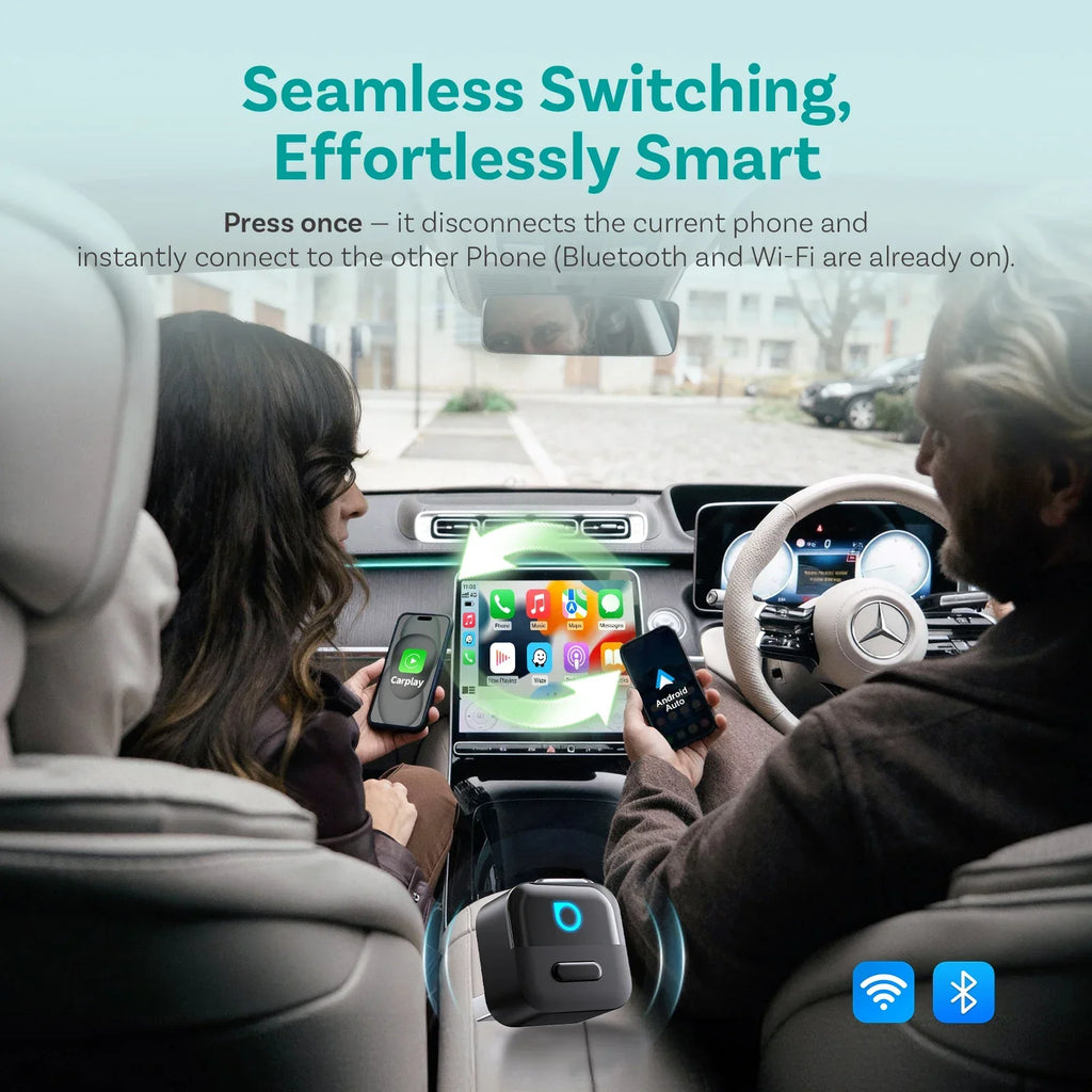 OTTOCAST Mini Pico 2in1 Wireless CarPlay Wireless Android Auto Adapter Wifi 6.0 Plug and play Dongle for 98% of the cars
