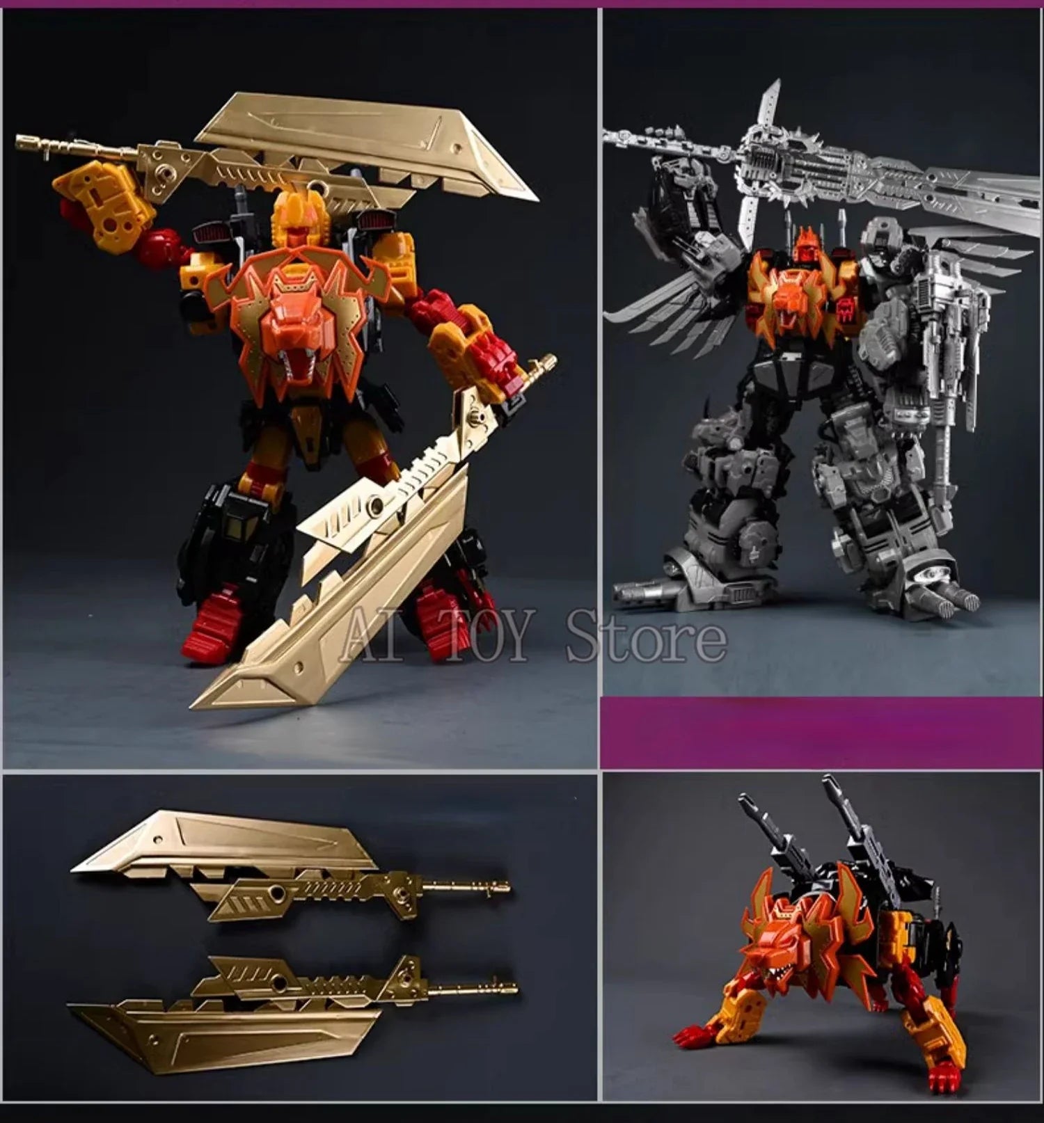 JinBao Predaking Transformation Cool Anime  5 in 1 Action Figure Robot Car Military Tank Model Toys Gifts Onslaugh Oversize 43CM