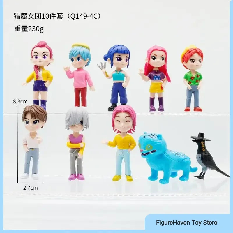 10pcs/Set Q-Chibi K-Pop: Demon Hunters Movie Merchandise Toy Desk Ornament Action Figure Anime Model Statue Girl Surprise Gifts
