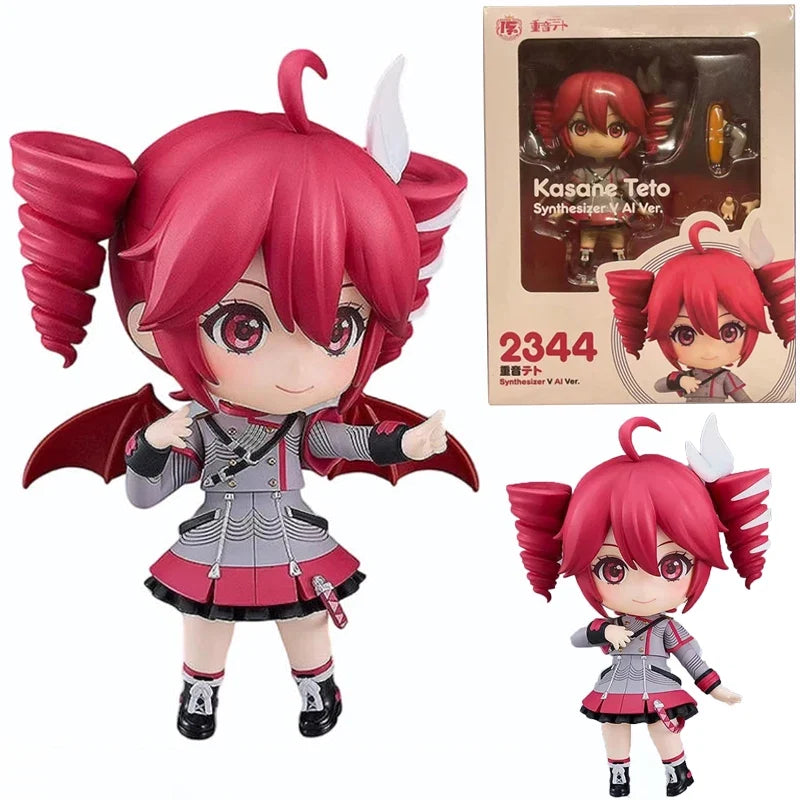 10cm Kasane Teto Action Figures Anime Q Version PVC Doll Model Toy Cosplay Figurine Stand Model Desk Display Decor Standing Gift
