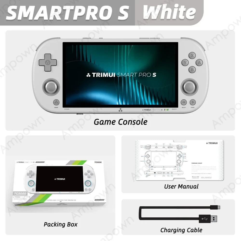 TRIMUI SMART PRO S Handheld Game Console 4.96''IPS Screen Allwinner A523 Processor Hall Joystick RGB Lighting TG5050 Game Player