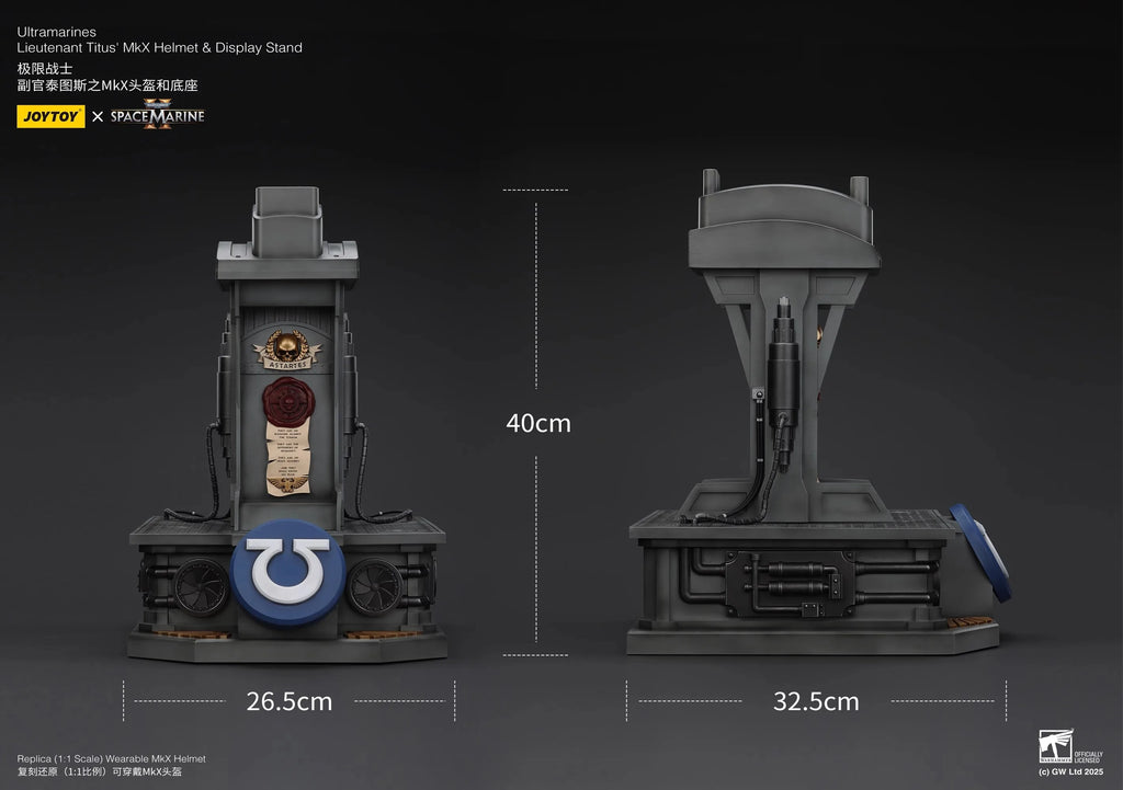 JOYTOY Warhammer 40K 1/1 Ultramarines Lieutenant Titus' MKX Helmet & Display Stand Action Figure Model Wearable Helmet