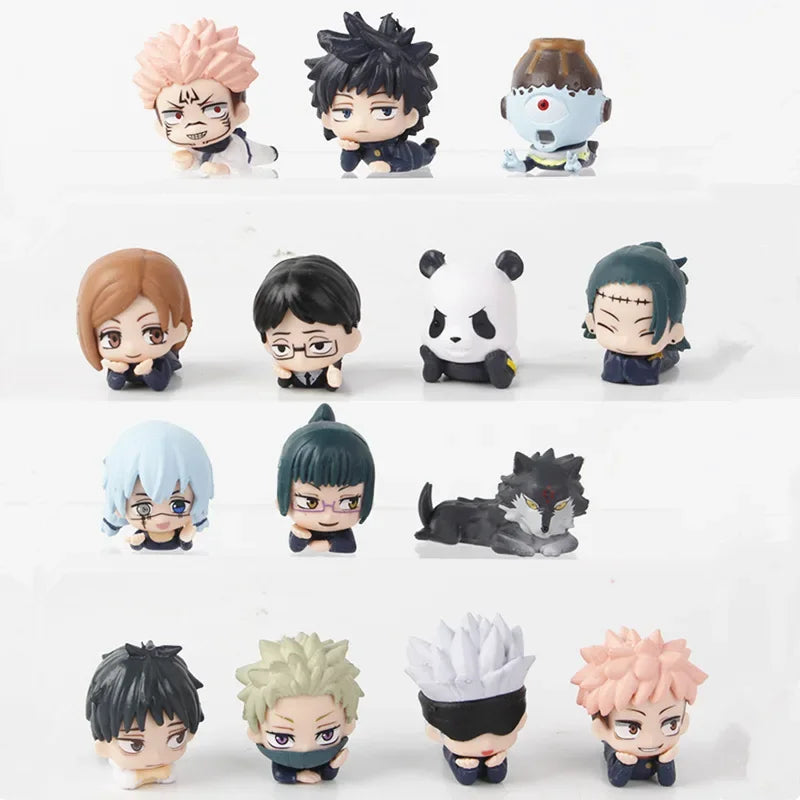 7Pcs/Set Lying Style Anime Jujutsu Kaisen Mini Figure Toys 3-4cm Satoru Gojo Mini Cute Gk PVC Statue Figurine Collectible Toys
