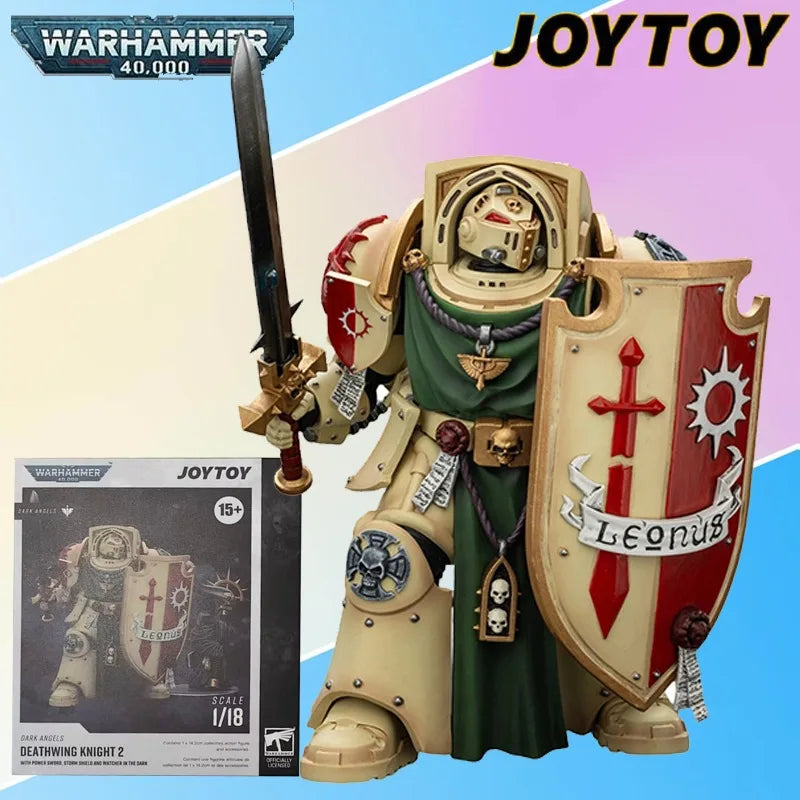 JOYTOY Genuine WARHAMMER 40,000 Series Deathwing Knight Equipped with Energy Sword and Storm Shield Movable Model As A Gift
