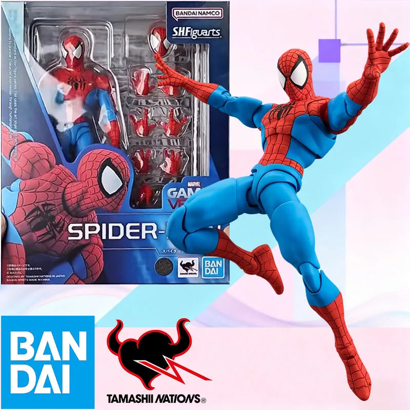 BANDAI S.H.Figuarts SPIDER MAN Figurmodell Alle Altersgruppen Mit austauschbaren Händen, Gesichtsteilen, Netzeffekt, Zubehör, Hintergrundpapier