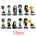 Q Posket Figures Demon Slayer Mini Figurine Tanjiro Nezuko Zenitsu Inosuke Giyu 6/12Pcs Sets Kimetsu No Yaiba Dolls Decoration