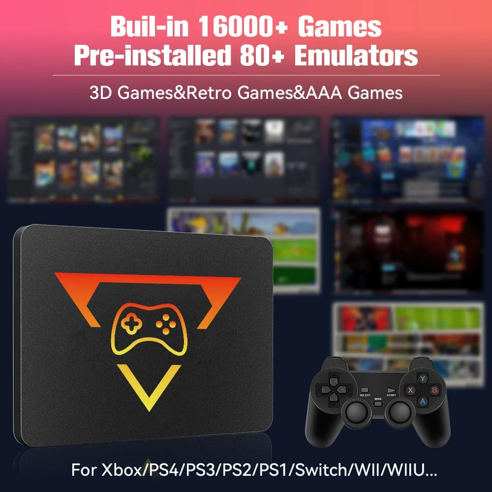 PlayZone 1TB Portable External Game SSD Handheld Game Console For Xbox/PS4/PS3/PS2/Switch Built-in 16000 Games For Win PC/Laptop