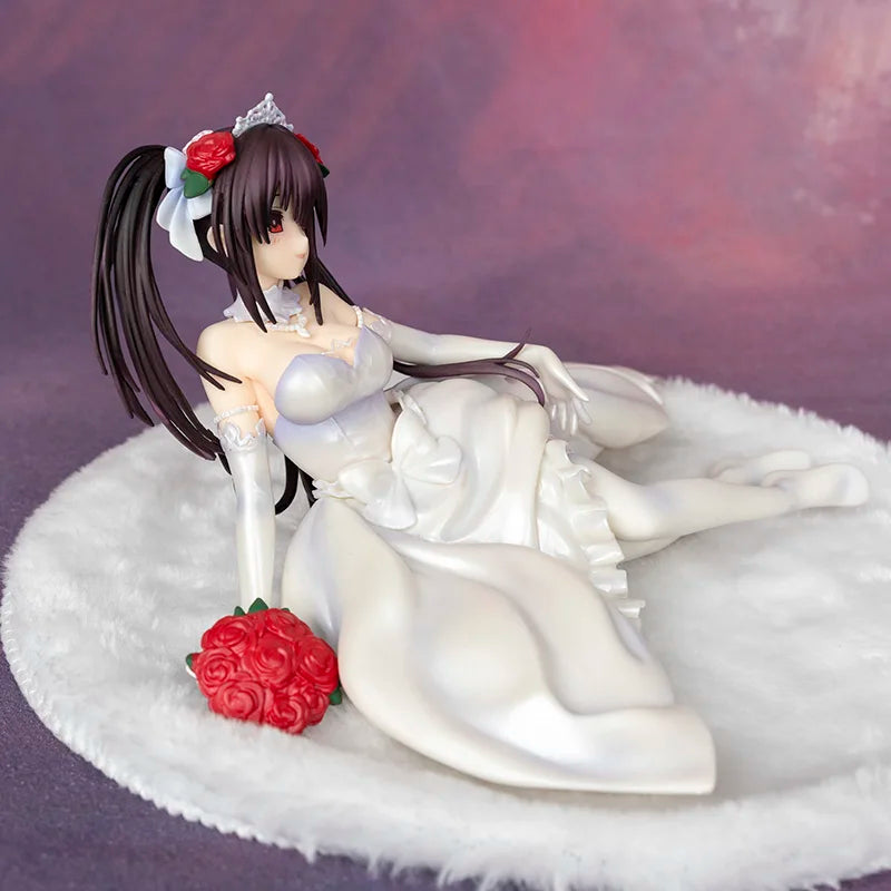 Date A Live Madoka Tokisaki Wedding Dress Figure Japanese Anime Figure Sitting Pose 2d Anime Model Ornament Christmas Present