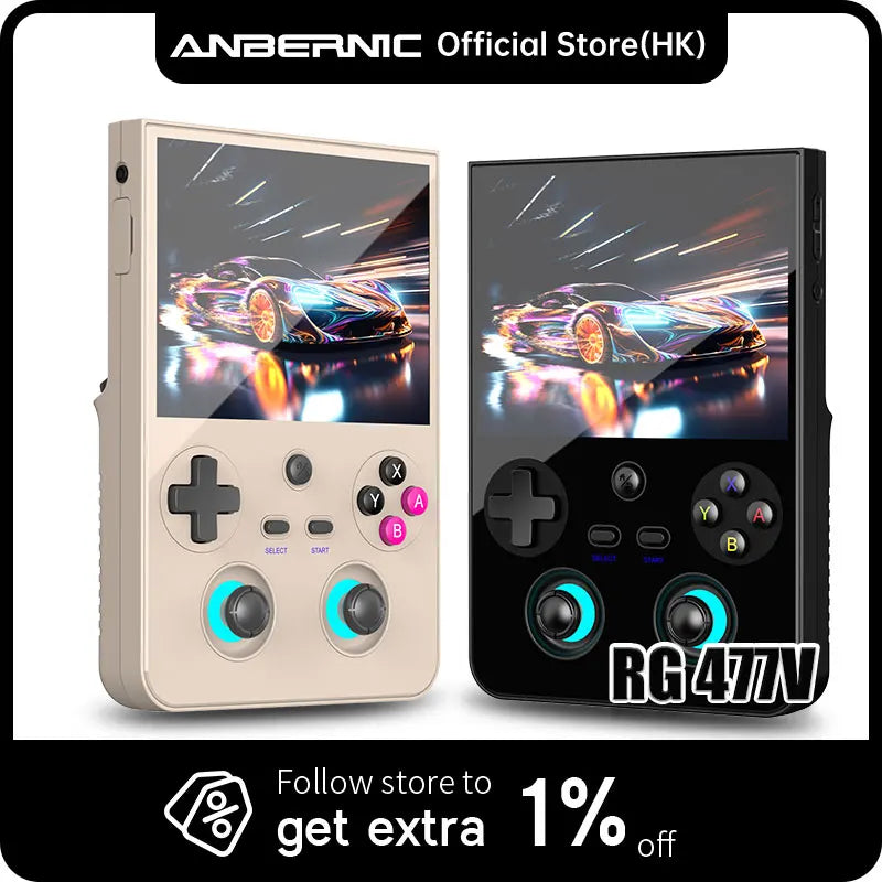 ANBERNIC RG 477V Retro Handheld Game Console 4.7-inch Touchscreen Dimensity 8300 Android 14 WiFi Bluetooth Hall RGB Joystick Ai