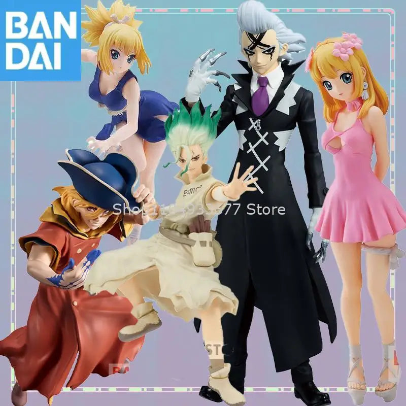 Bandai Dr.stone Figure of Stone World Xeno Houston Infield Amber Nanami Ryusui Ishigami Senkuu Genuine Figure Model Toy Gift