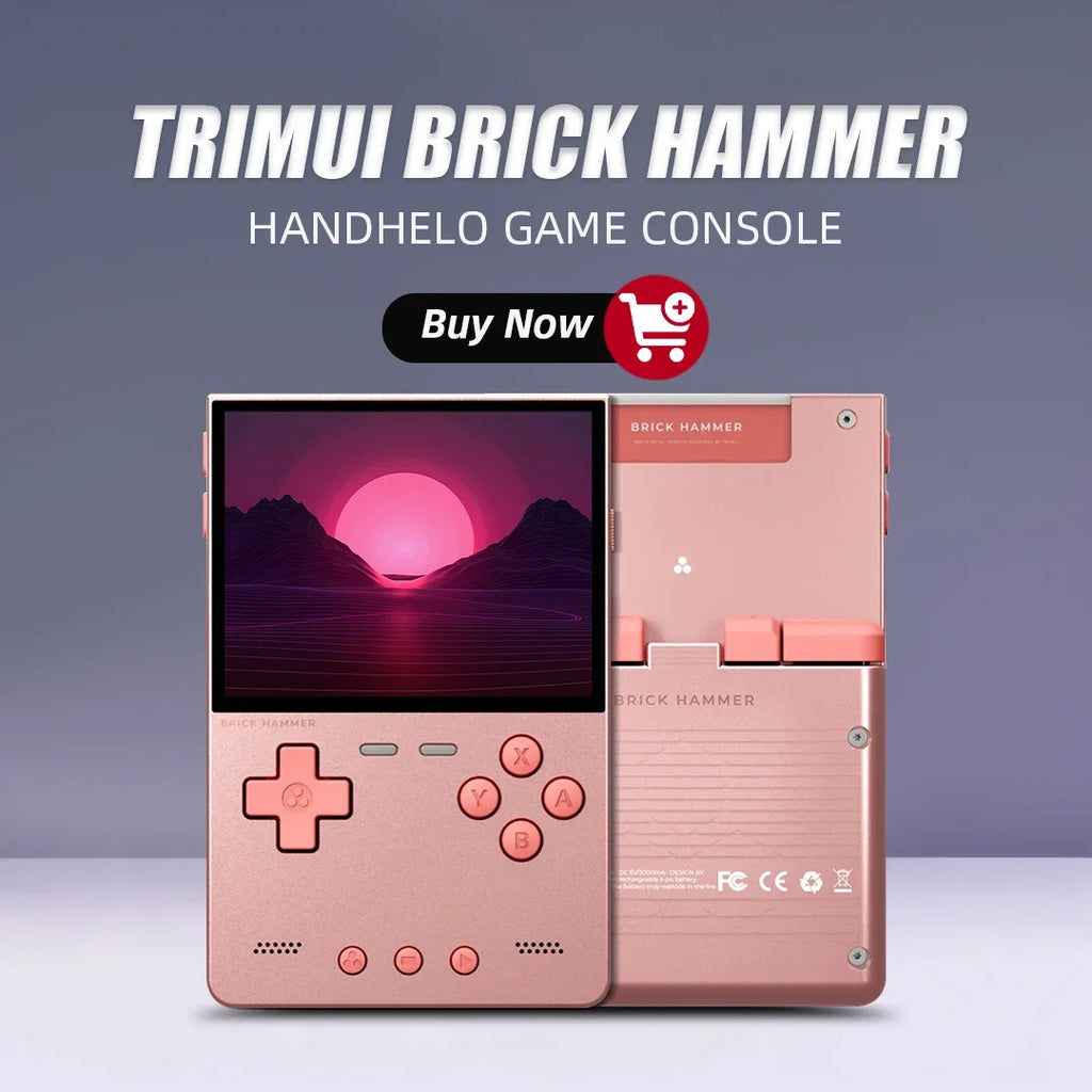 AMPOWN TRIMUI BRICK HAMMER Handheld Game Console Retro Video Games 3.2'' IPS Screen Full Metal CNC Linux System Portable Gaming