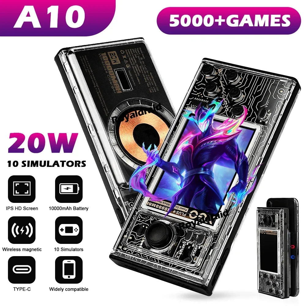 A10 Handheld Game Console Power Bank Integrated 10000mAh 20W Fast Charging Magnetic Wireless Charging Mobile Power Supply 2IN1