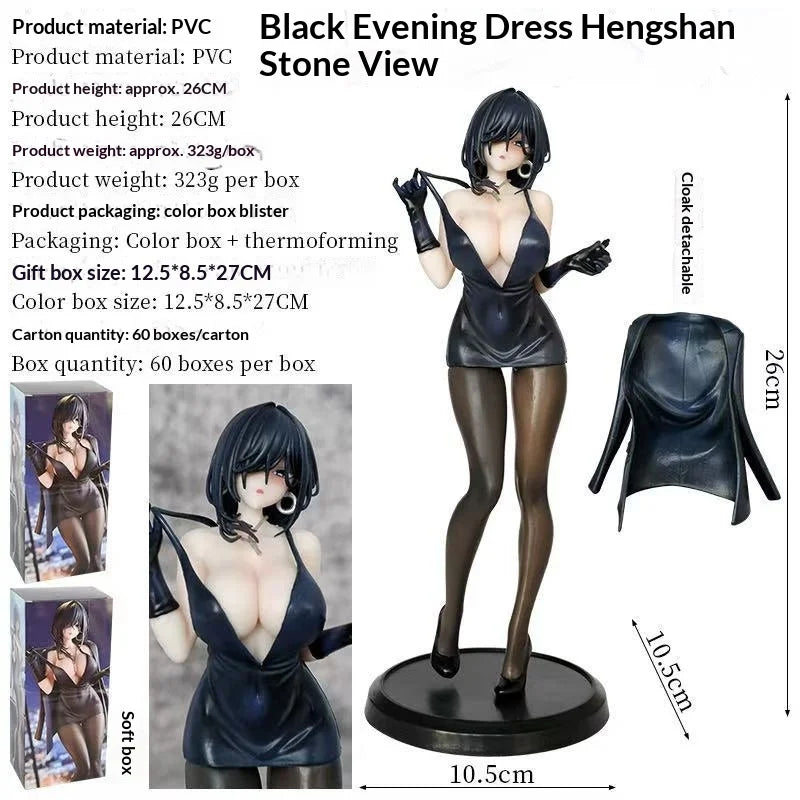 Yokoyama Iwami Black Dress With Detachable Cape Anime Beautiful Girl Desktop Action Figure Display Statues Ornaments Toy Gift