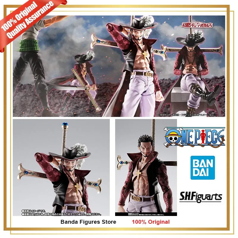 Original Bandai S.H.Figuarts Shf One Piece Dracule Mihawk Hawk Eye  In Stock Anime Action Collection Figures Model Toys
