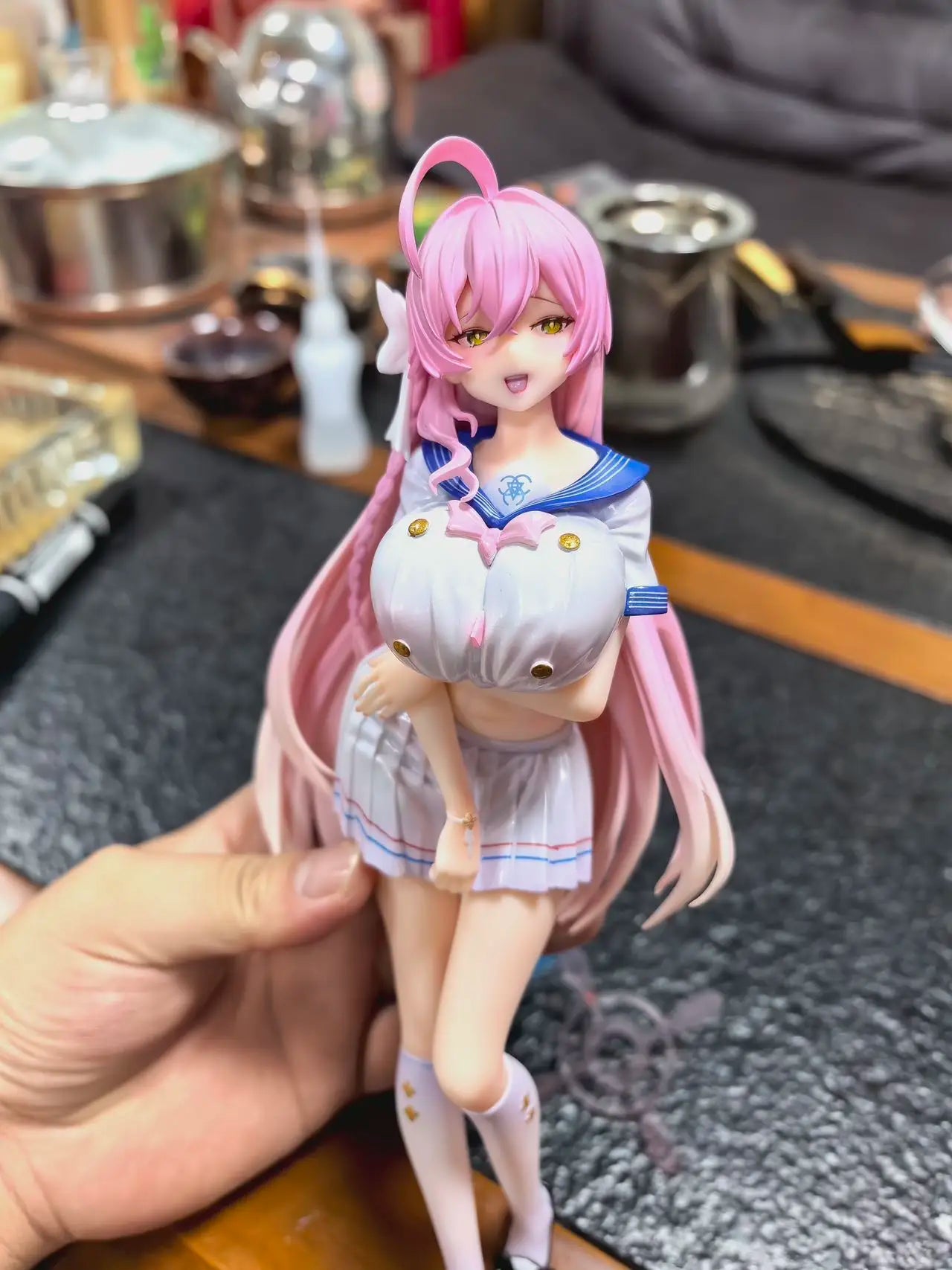 Blue Archive Urawa Hanako School Uniform 24cm Pink Hair Standing Pose Anime Figure Statue Desktop Decoration Gift