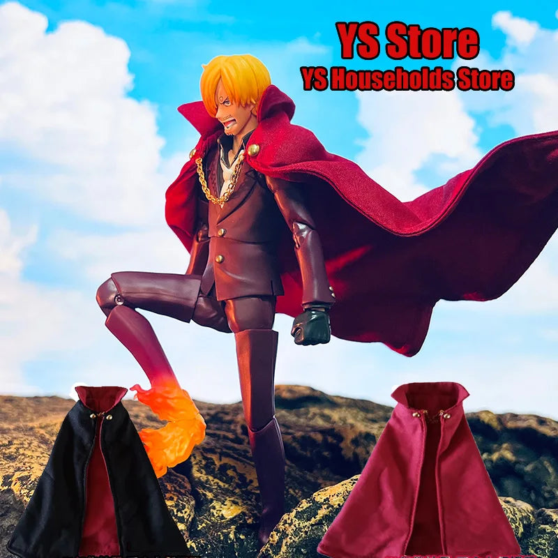 No Figure Shf 1/12 Anime One Piece Sanji Man Figure Black Red Mini Cloak Toys Accessory For 6" Action Figure Body Decoration