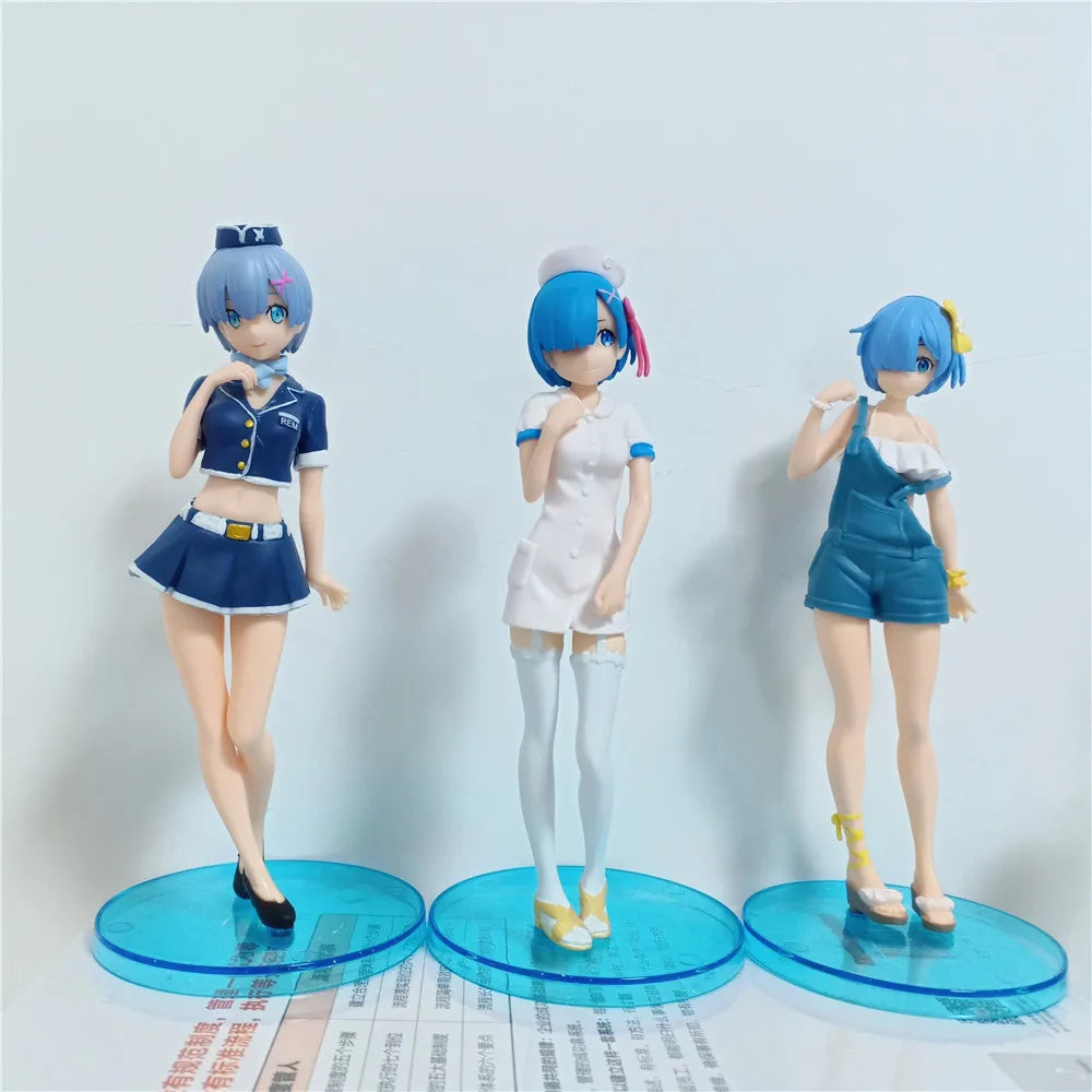 Anime Re:Life In A Different World From Zero kawaii Emilia Figure Rem PVC Collection Model Toys Hobbies for Birthday Gift