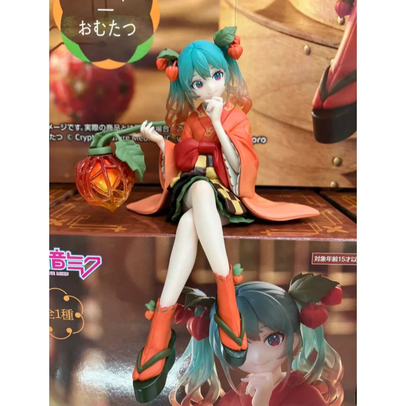 New Original Furyu Cartoon Hatsune Miku Noodle Stopper Figure -Flower Fairy Winter Cherry Pvc Model Collection Doll Toys Gift