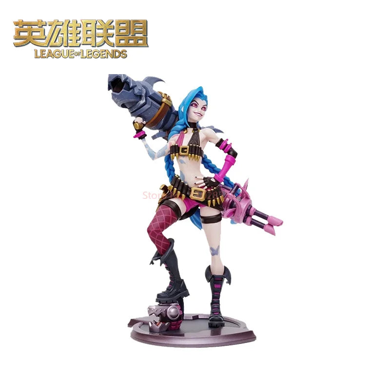 Original League Of Legends Crazy Girl Jinx Sculptural Model Game Peripheral Vi Collection Model Decor Statue Gift