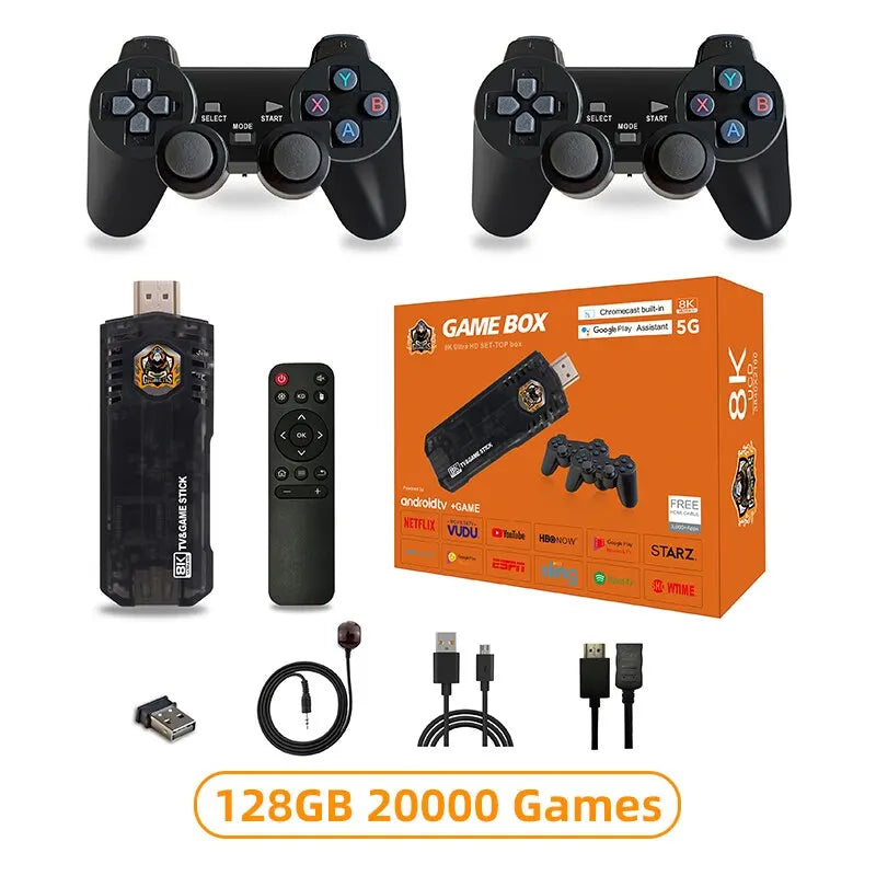 VILCORN TG8 TV Game Stick 4K HDR Wifi Fire TV Stick Retro Game Console for PS1/PSP/N64/GBA Android TV Box for Netflix Youtube