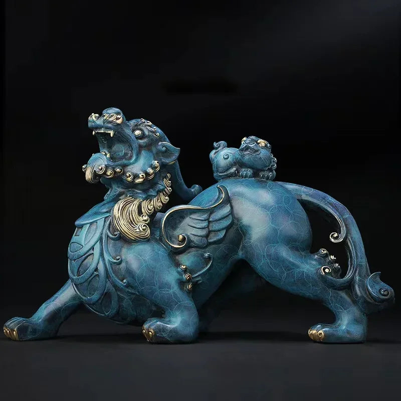 High Quality Copper Mythical Animal Pi Xiu Mascot Sculpture Ornaments Home Decor