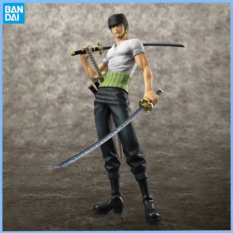 Bandai Genuine MegaHouse ONE PIECE Roronoa Zoro Tenth anniversary Anime figure Movable toy Anime Peripheral Doll for Collectors