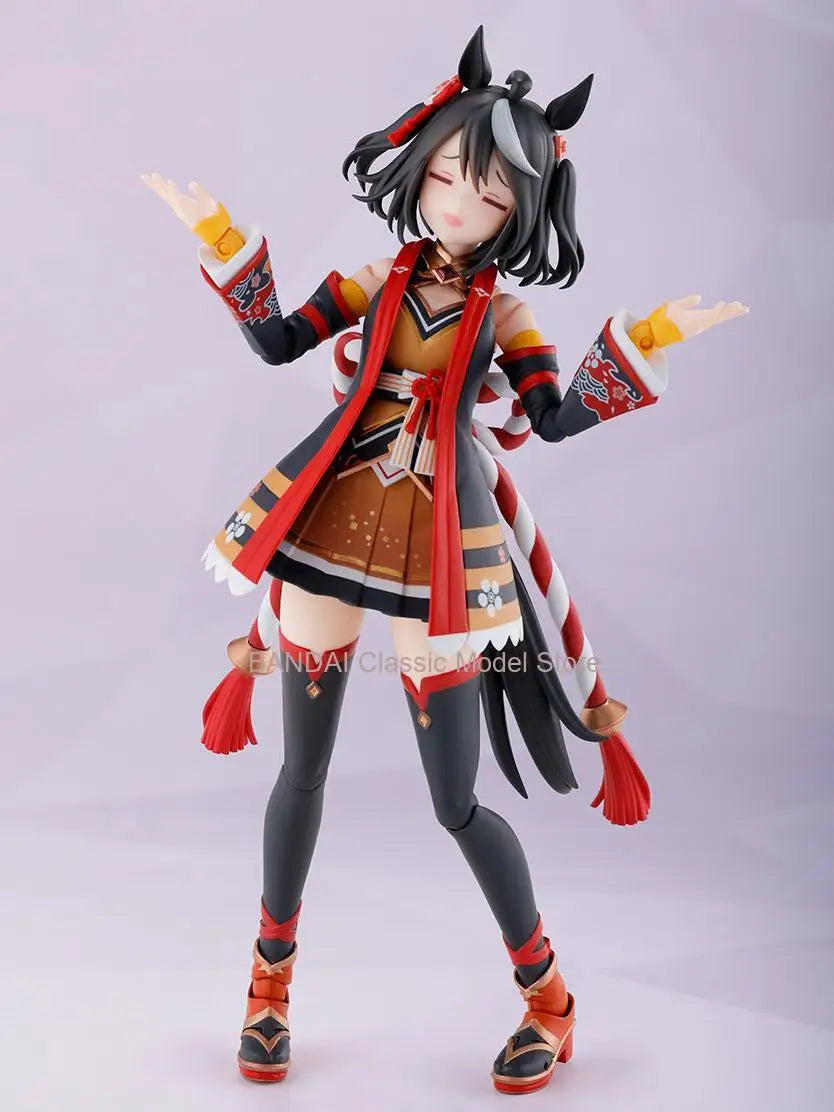 BANDAI Original S.H.Figuarts Umamusume Pretty Derby Kitasan Black Action Figure Assembly Model Toys Collectible Model Ornaments