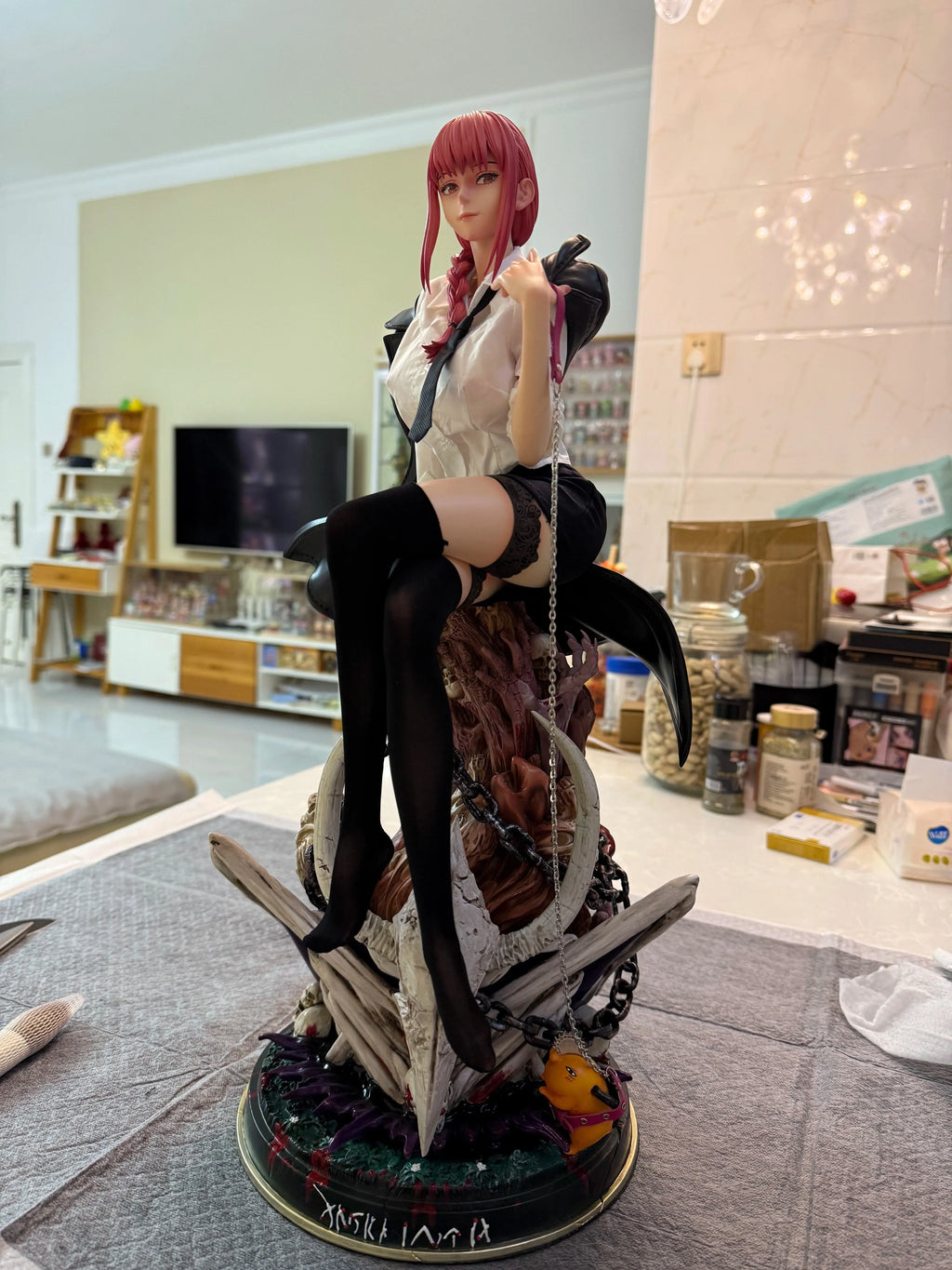 46cm Anime Chainsaw Man Figure Makima Action Figures Extra Large Sexy Makima Statue Desktop Ornamen Collection Model Toys Gifts