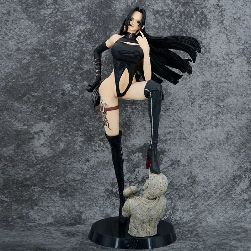 49cm One Piece Boa Hancock Pirate Empress Leather Coat Anime Handmade Model Action Figures Desktop Case Decoration Ornament Gift