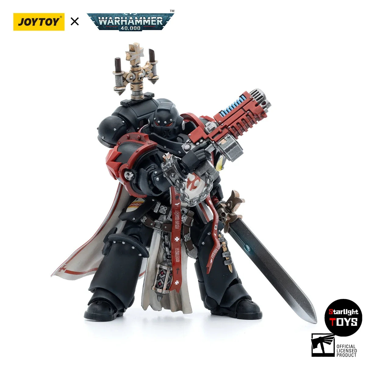 JOYTOY Warhammer 40K Black Templars Sword Brethren Brother Lombast Model Toy Doll 1/18 Action Figure