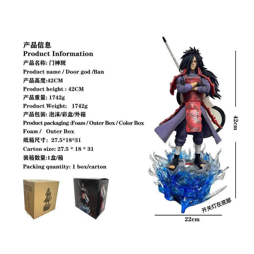 Naruto Anime Handmade CW Door God Spotted Soil Reincarnation Uchiha Madara 42CM Model GK Statue Trendy Play Ornament Wholesale