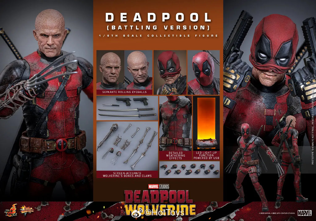 Original 1/6 Scale Hottoys Mms782 "Deadpool And Wolverine" Deadpool Battle Version Actionfigur Set Sammlerstück Spielzeug Weihnachtsgeschenk
