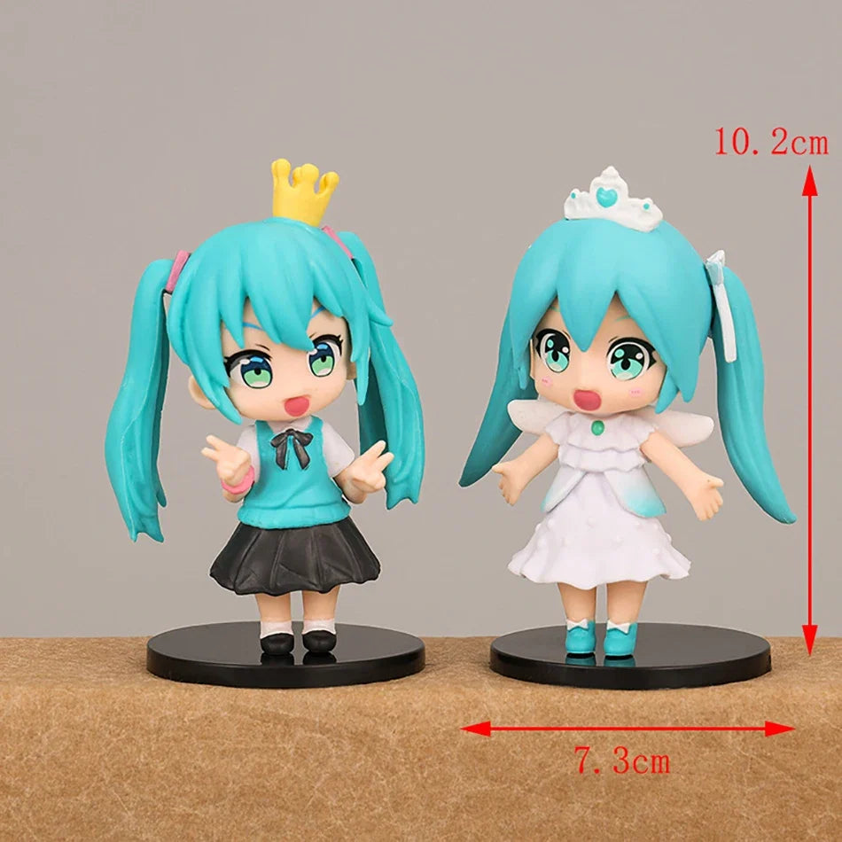 6Pcs/set New Anime Hatsune Miku Figure Mini Q Version Series Cinnamoroll Piapro Figure Ornaments Home Desk Decoration Model Toys