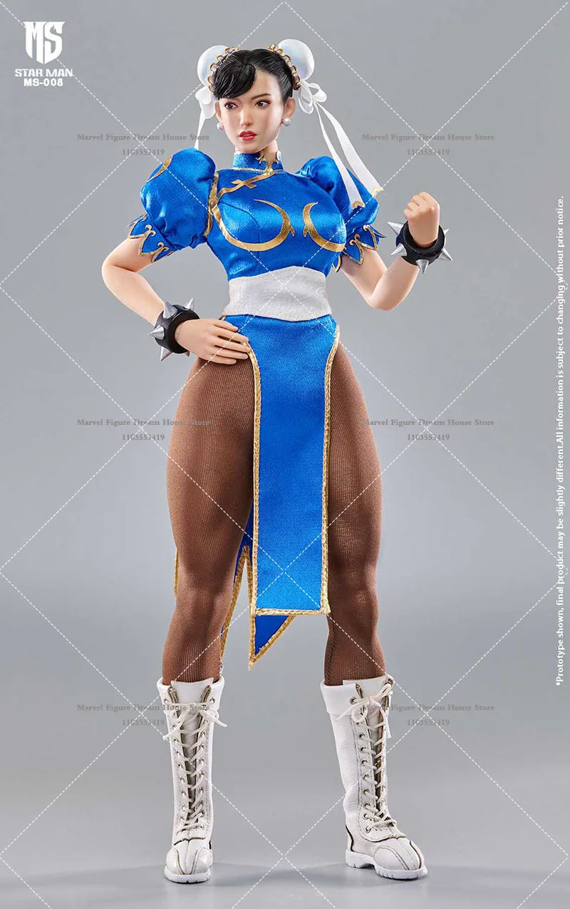 In Stock STAR MAN MS-008 1/6 Scale Blue Female Fighter Chun-Li 12Inch Action Figure Full Set Model Toys Cheongsam/Jumpsuit Ver.