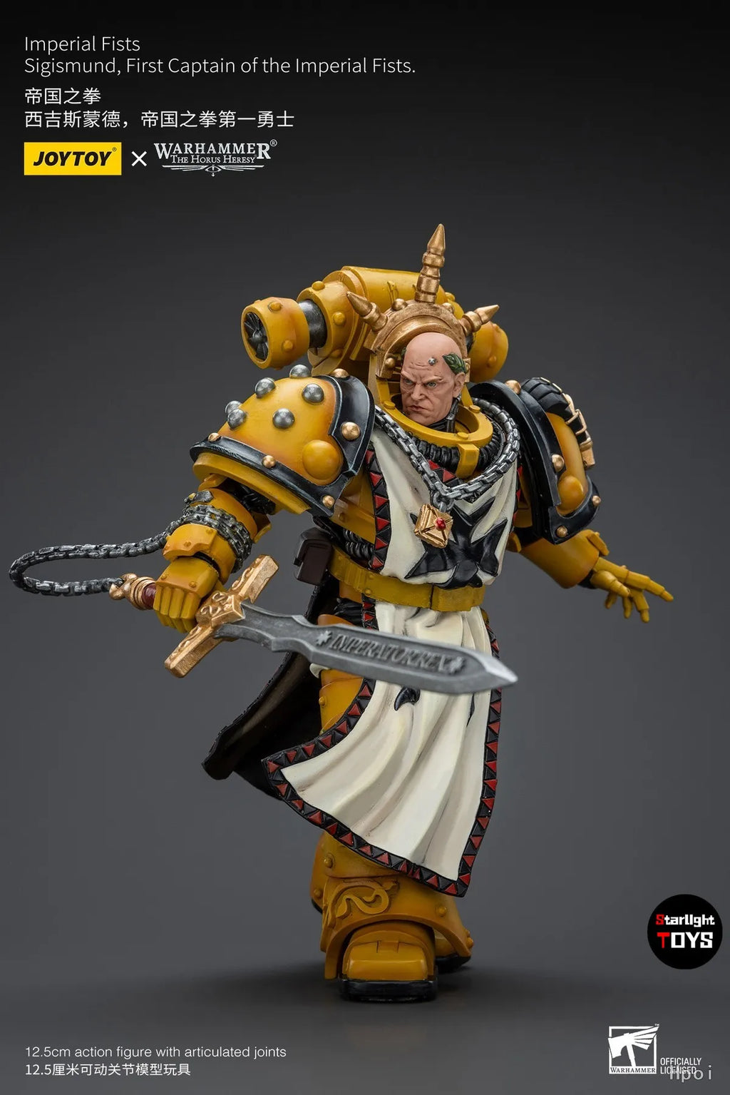 JOYTOY Warhammer 40K Imperial Fists Sigismund First Captain of The Imperial Fists Model Toy Gifts 1/18 Action Figure