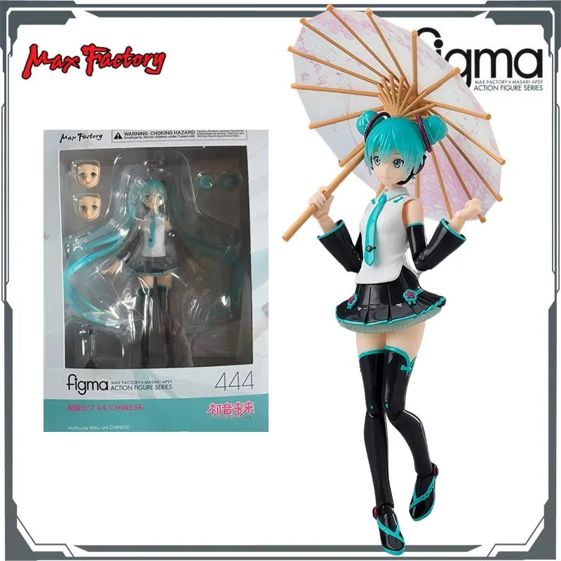 Max Factory Figma #444 Vocaloid Hatsune Miku V4 Chinese-140mm Movable Figure Umbrella&Hair Accessories All-Ages PVC/ABS Figurine