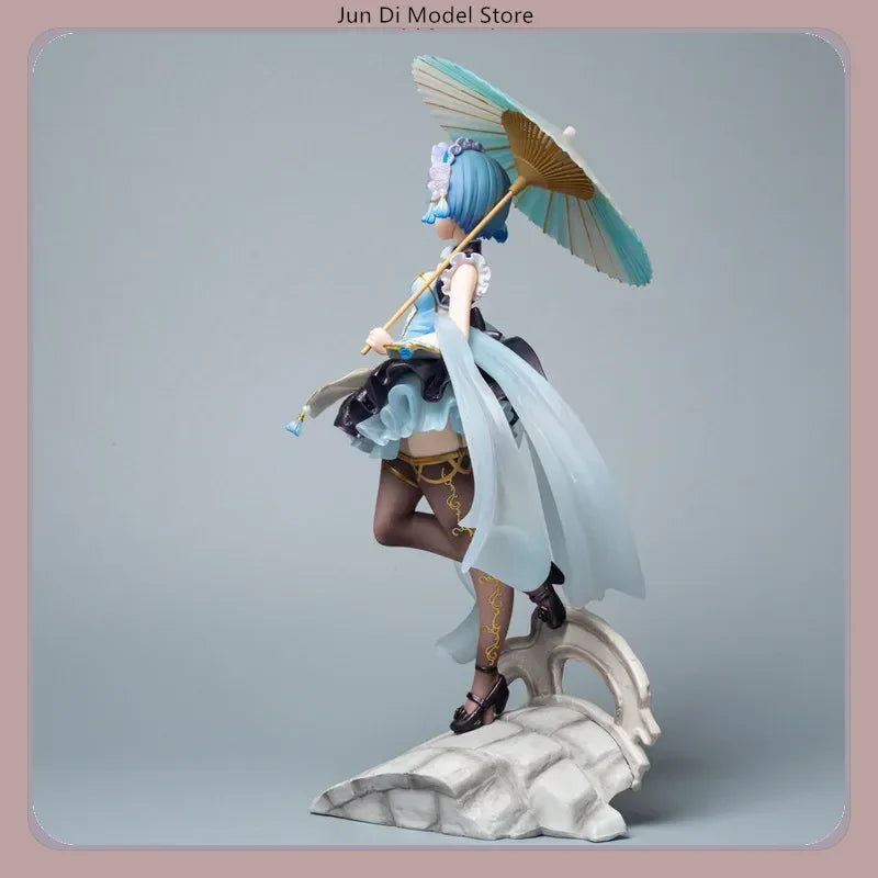 Re:Zero Rem Lolita Style Anime Figure 28cm with Umbrella Desktop Decoration Collectible Action Figure for Gift