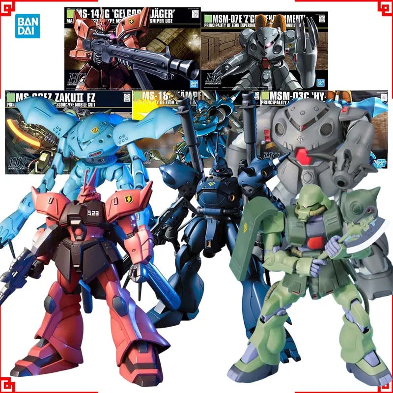 Bandai Gundam Model Kit HGUC Zaku 2 FZ Gelgoog Jager Kampfer Hygogg ZGok E Action Figure Gunpla Building Kit Anime Figures Gift