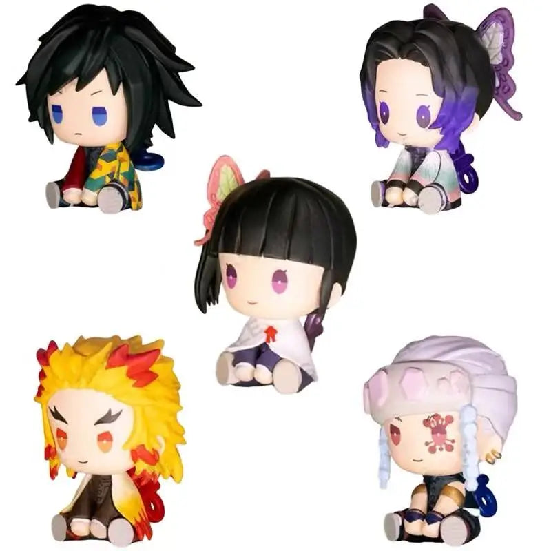 Genuine Action Figure Demon Slayer Kimetsu No Yaiba Akaza Kochou Shinobu Small Round Eyes Gacha Figure Model Toys